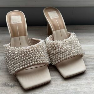 Dolce Vita Pearl Embellished Tan Heels